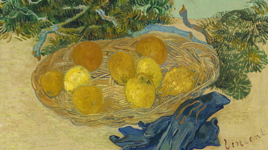 Fotografía cedida por la Colección Mr. and Mrs. Paul Mellon de &#34;Bodegón de naranjas y limones con guantes azules&#34; de Vincent Van Gogh, 1889, óleo sobre lienzo