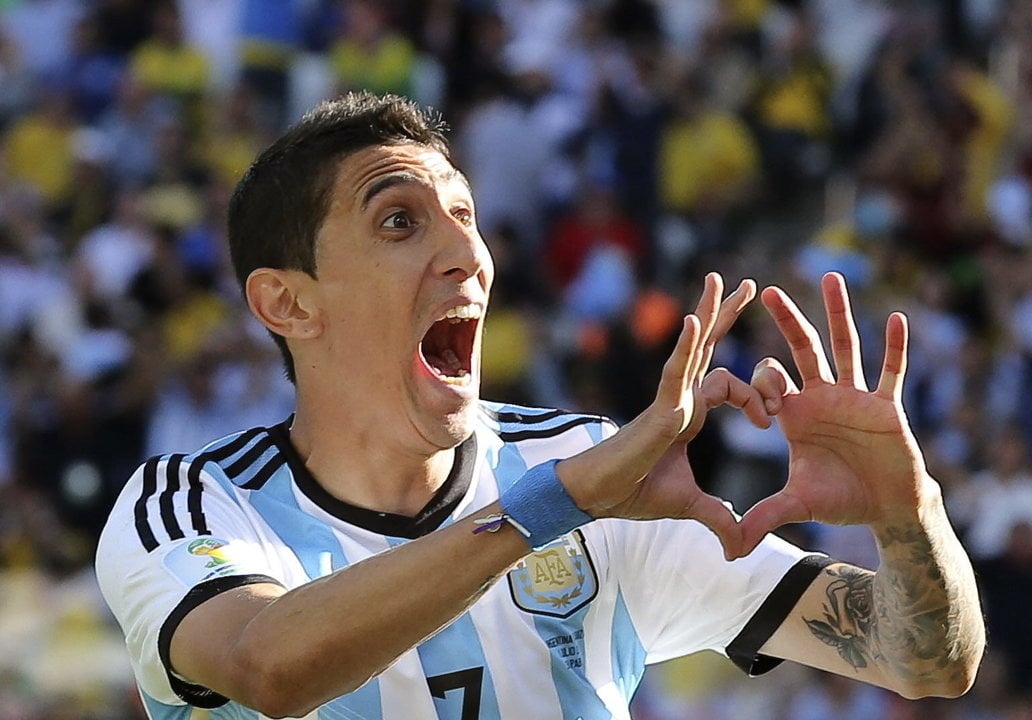 El centrocampista argentino Ángel di María celebra el gol marcado ante Suiza