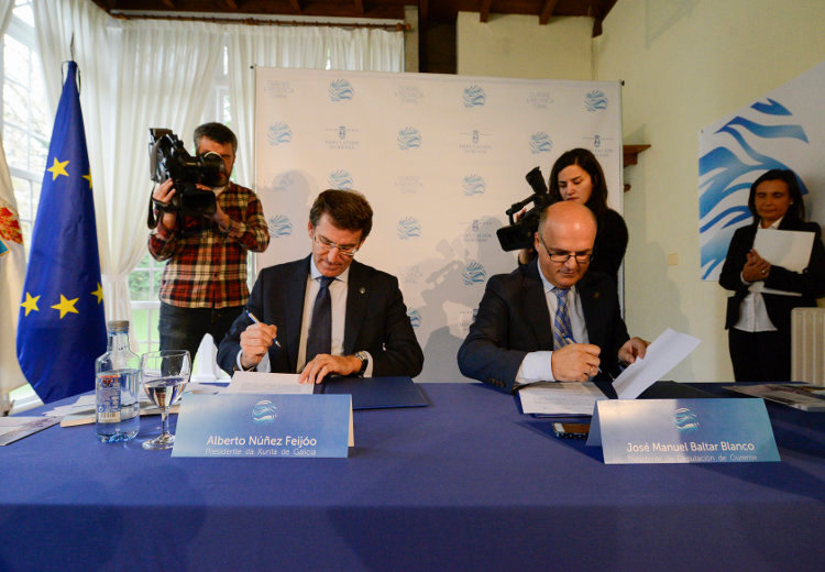 Firma del acuerdo para la puesta en marcha del Plan Termal por parte de Feijóo y Baltar, en noviembre (MARCOS ATRIO)