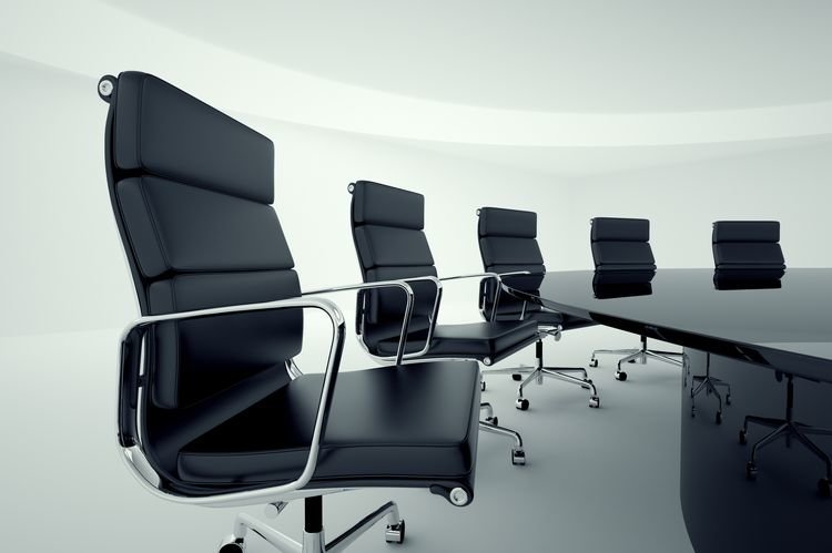 View on office chairs in a board room.