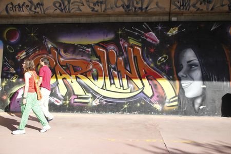 OURENSE. 23.07.2015. OS REMEDIOS, GRAFFITI EN MEMORIA DE CAROLINA BESADA. FOTO: MIGUEL ANGEL