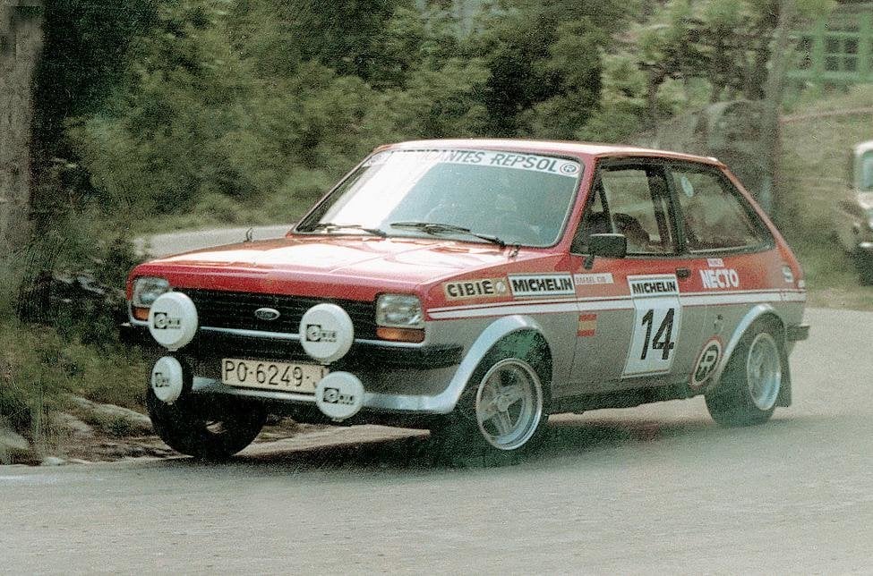 Rafa Cid, durante el Rally Rías Baixas de 1978