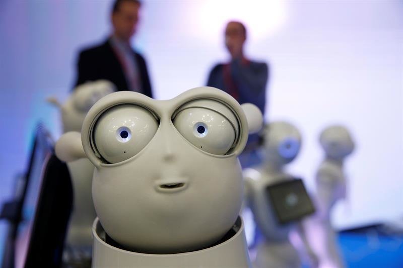Vista de uno de los robots que se muestran en la Global Robot Expo, la feria robótica que se ha inaugurado en Madrid y permanecerá hasta el próximo 31 de enero en el Pabellón de Cristal de la Casa de Campo