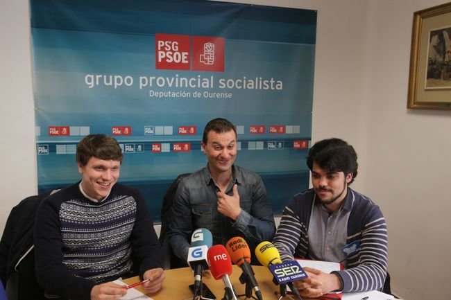 Ourense. 12-05-2016. Rolda de prensa del Psoe, Aitor Buza, Ignacio Gómez, Adrián Borrajo. . Paz