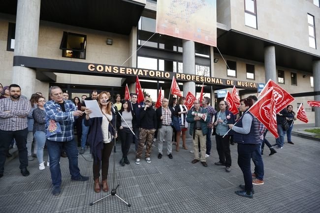 Ourense. 13-03-17. Local. Protesta no conservatorio de Música De Ourense.
Foto: Xesús Fariñas