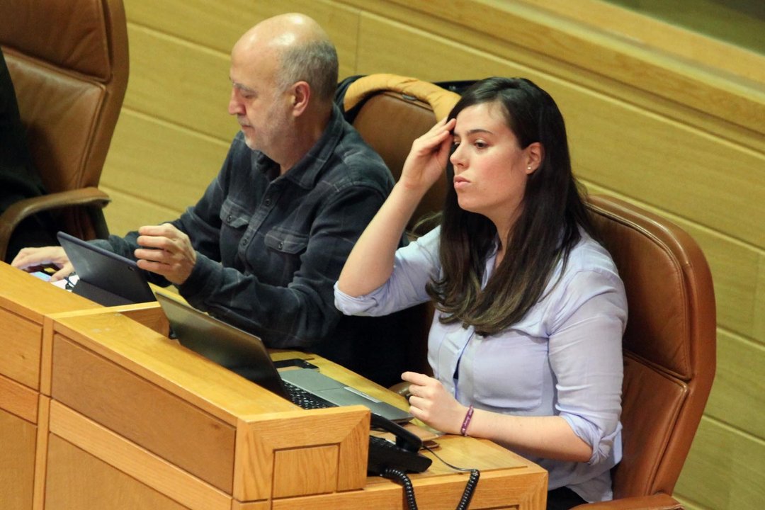 La diputada Paula Quinteiro, durante el reciente pleno del Parlamento gallego.