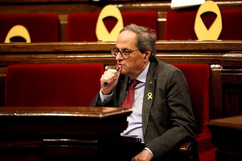 Torra, en el Parlament de Cataluña (EFE).