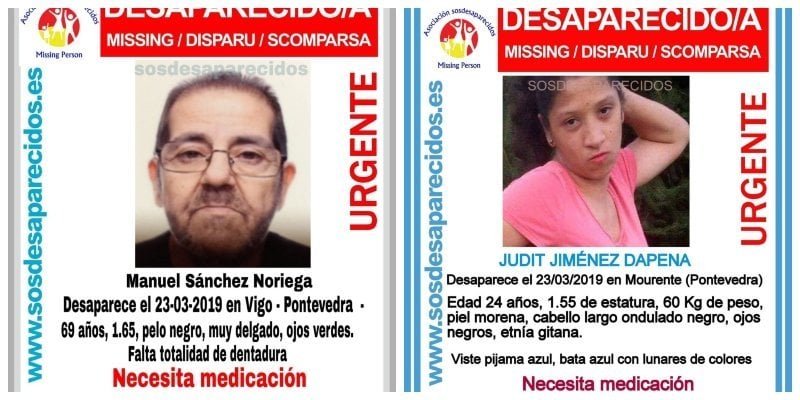 Las dos personas desaparecidas en Galicia.