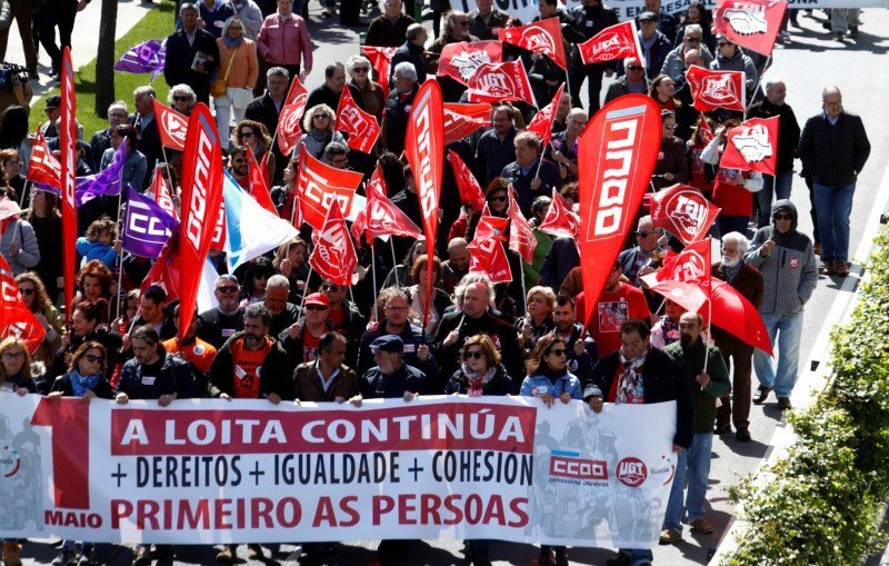 Manifestación de UGT y CCOO en A Coruña en el 2019