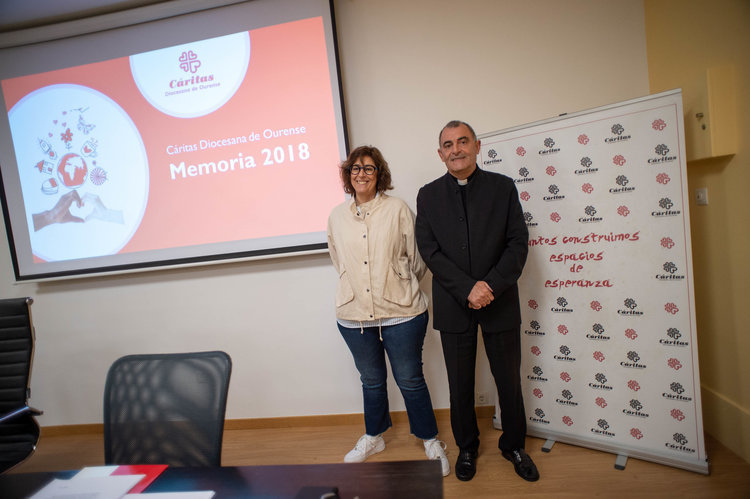 María Tabarés y Ángel Feijóo presentaron este miercoles la Memoria de Cáritas de 2018 en la provincia (ÓSCAR PINAL).