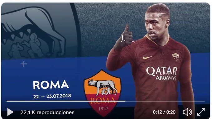 El trozo de vídeo en el que se incluye a Malcom como ex jugador de la Roma.