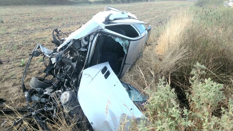 Estado en el que quedó el vehículo accidentado en Xinzo.