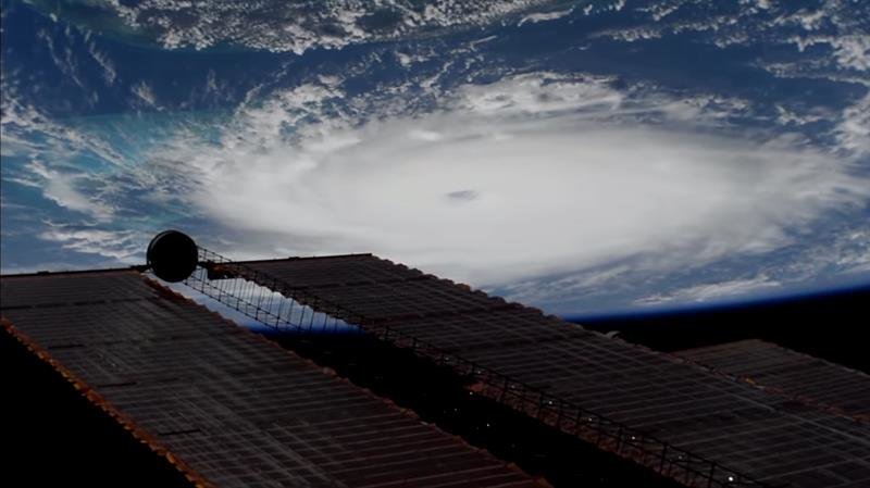 El huracán Dorian, visto desde el Espacio.