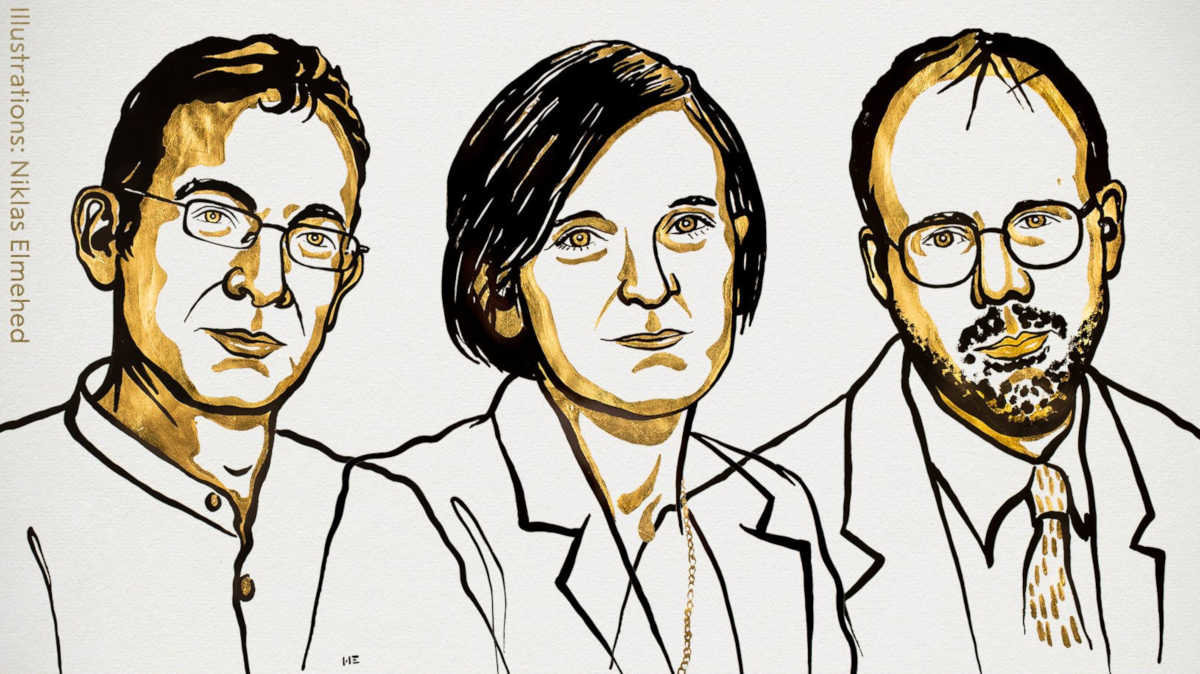 Los tres ganadores del Premio Nobel de Economía 2019.
