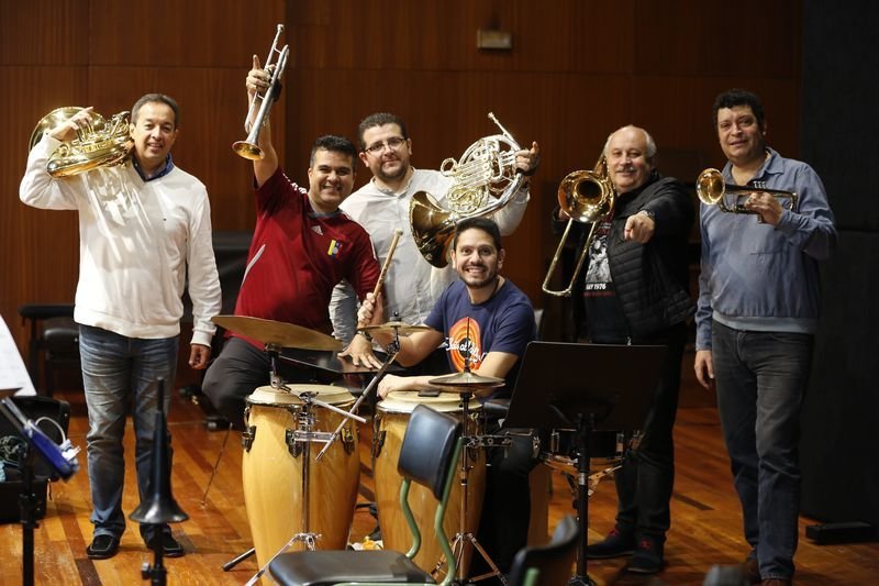 Ourense. 17/10/2019. Ensayo del Ensemble de metales y percusión de la orquesta sinf´onica Simón Bolívar en el conservatorio de música de Ourense.
Foto: Xesús Fariñas