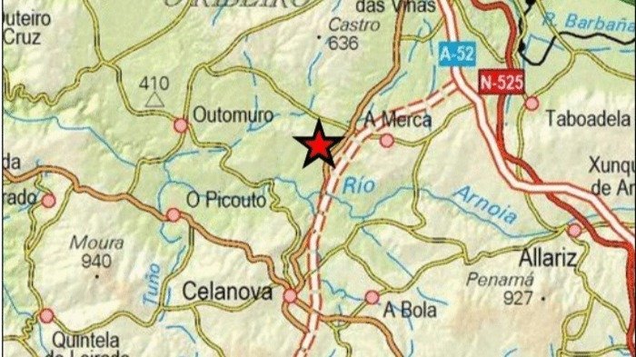 Mapa que indica la localización del temblor.