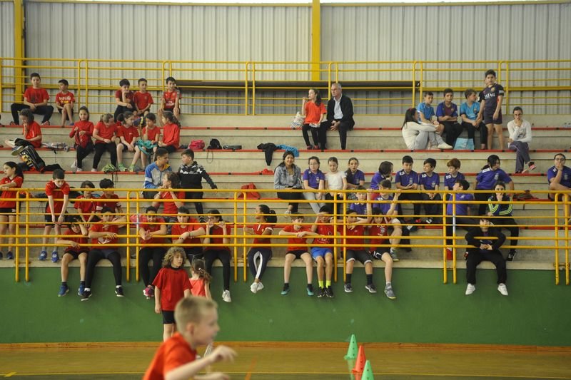 Escolares de Ribadavia, en el pabellón de deportes municipal (MARTIÑO PINAL).
