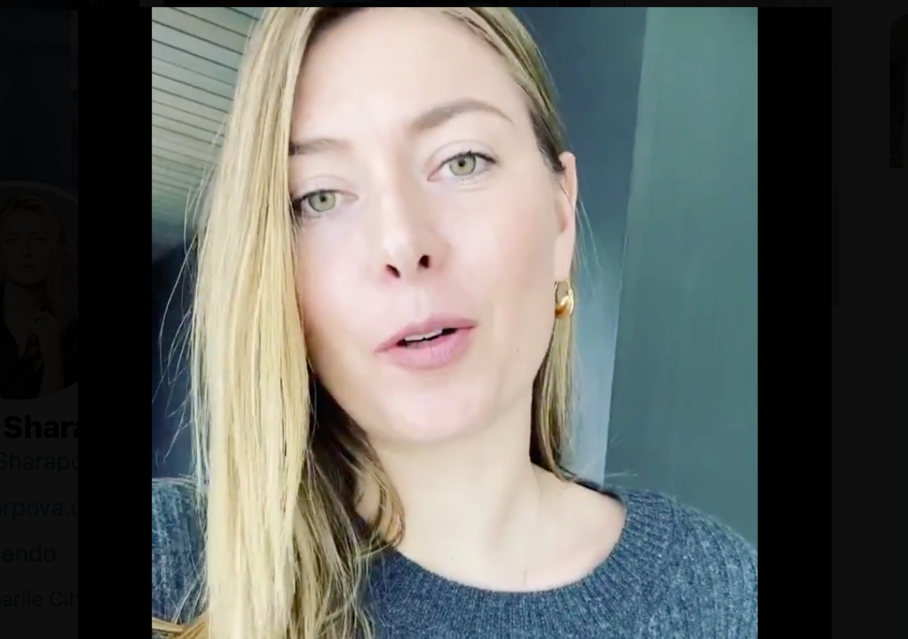 Un fotograma del vídeo compartido por la extenista Maria Sharapova en Twitter.