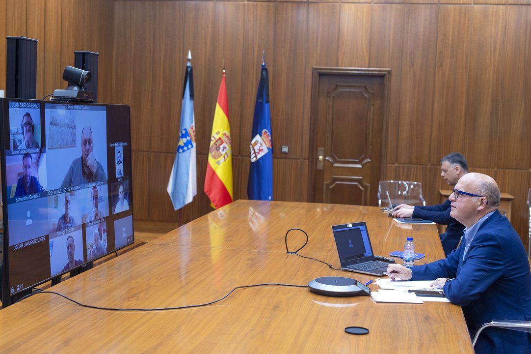 El presidente de la Diputación, Manuel Baltar, interviene en un momento de la videoconferencia.
