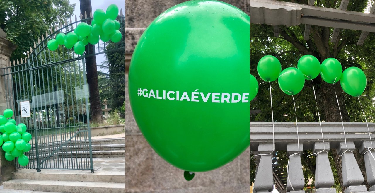 Fotos de globos verdes en Ourense. Xiana Cid
