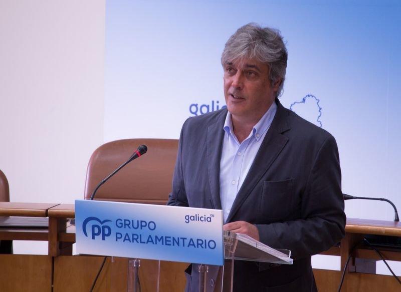 El portavoz del PP de Galicia, Pedro Puy, en el Parlamento de Galicia.
