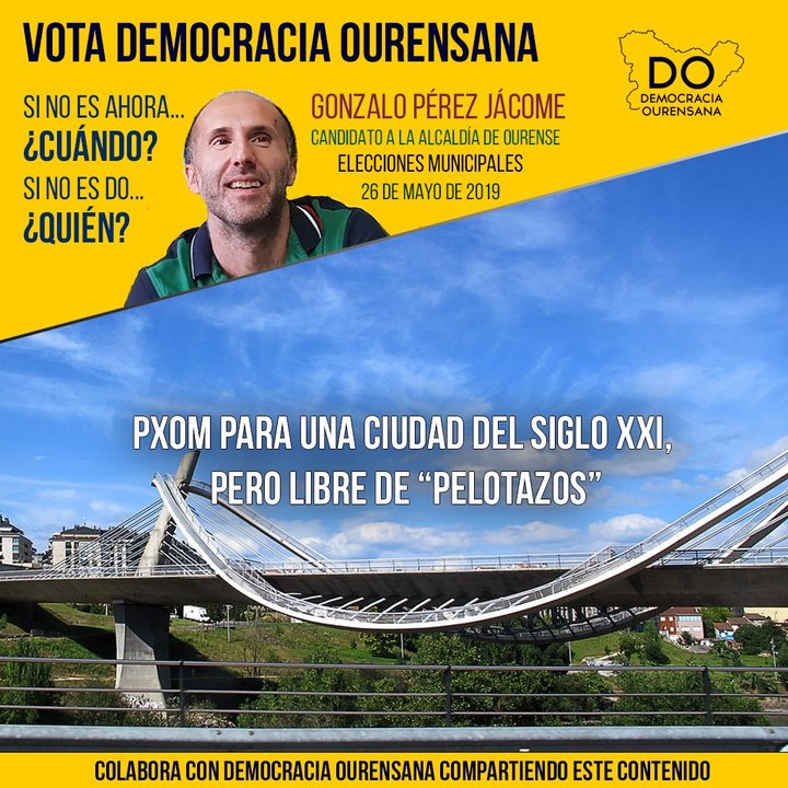 Propaganda electoral de Democracia Ourensana para las últimas elecciones municipales.