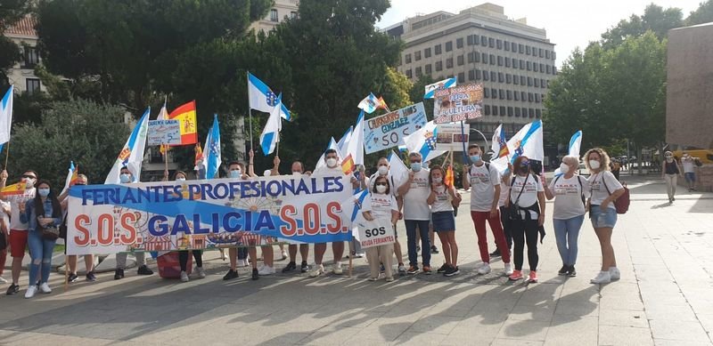 Los feriantes ourensanos se trasladaron a Madrid para manifestarse.
