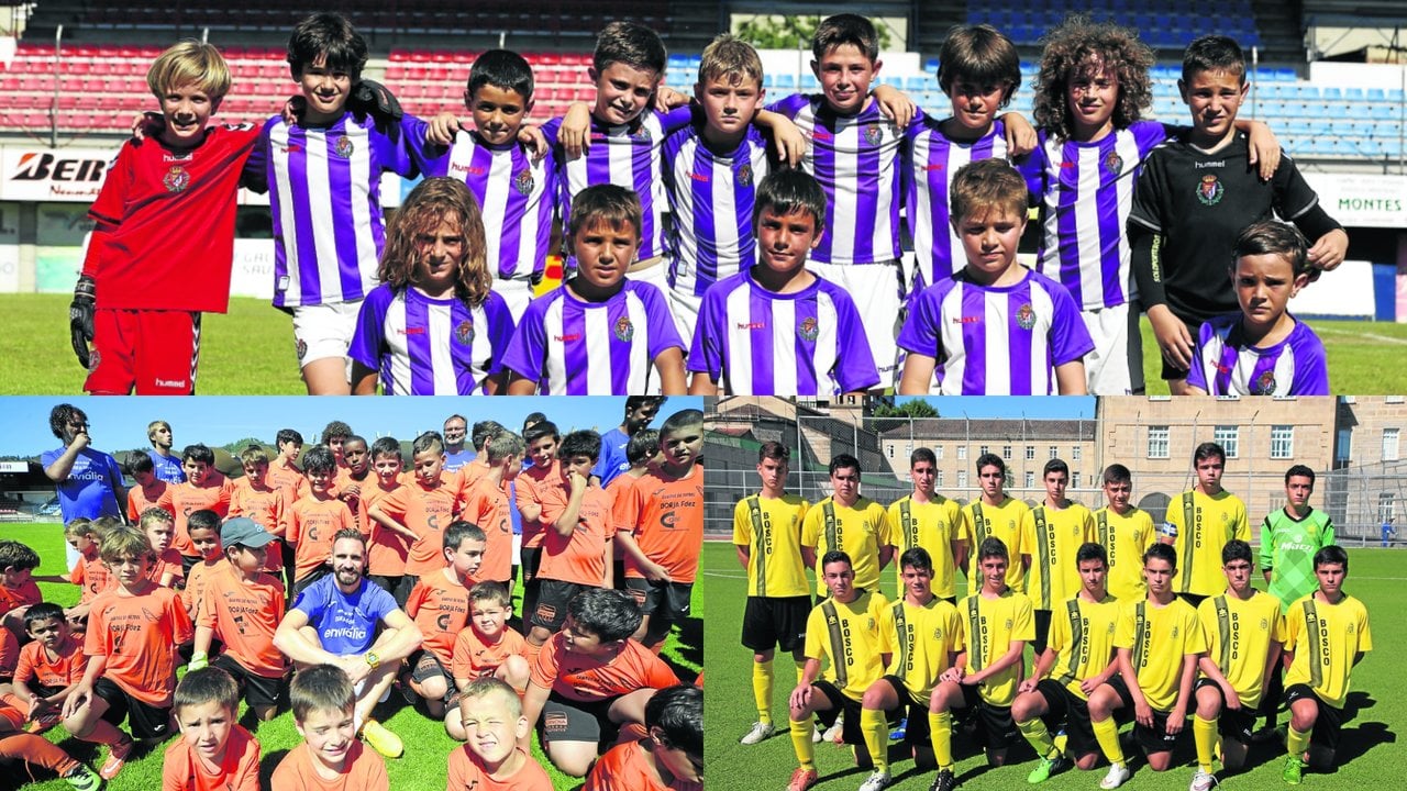 Los juveniles del Santa Teresita, los cadetes del Bosco y los infantiles del Ourense CF.