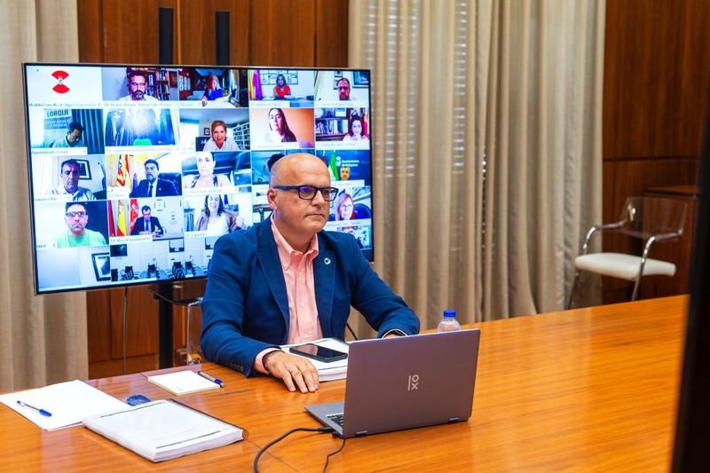 Manuel Baltar, ayer en la reunión de la junta de gobierno de la FEMP, vía telemática.