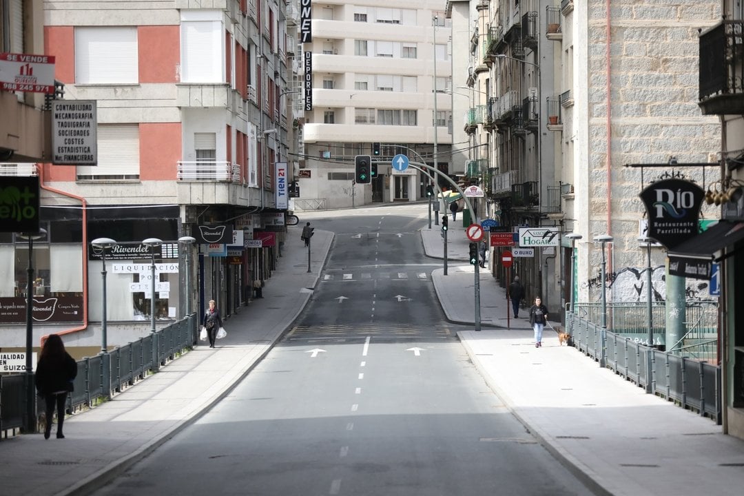 La calle Ervedelo, durante el estado de alarma (ARCHIVO).