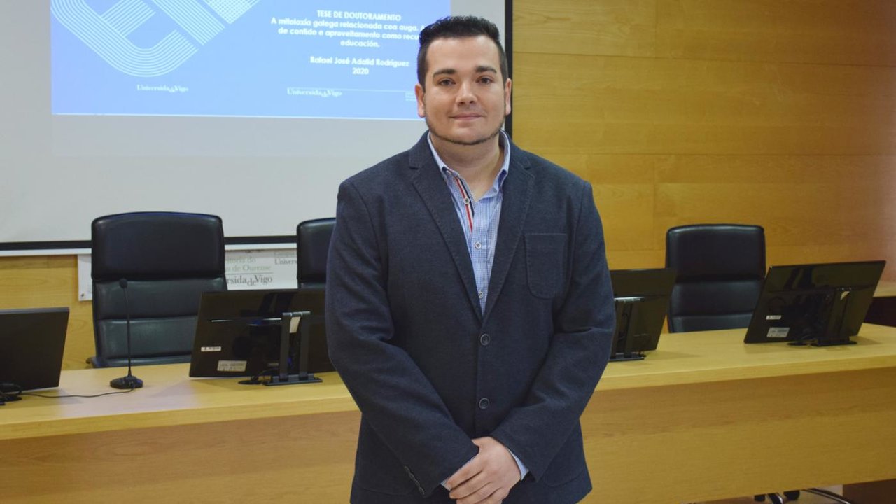 Rafael Adalid, durante a presentación da tese na Facultade de Educación e Traballo Social.