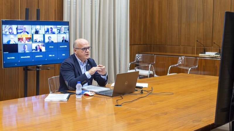 Manuel Baltar durante la reunión telemática de la Fundación Democracia y Gobierno Local.