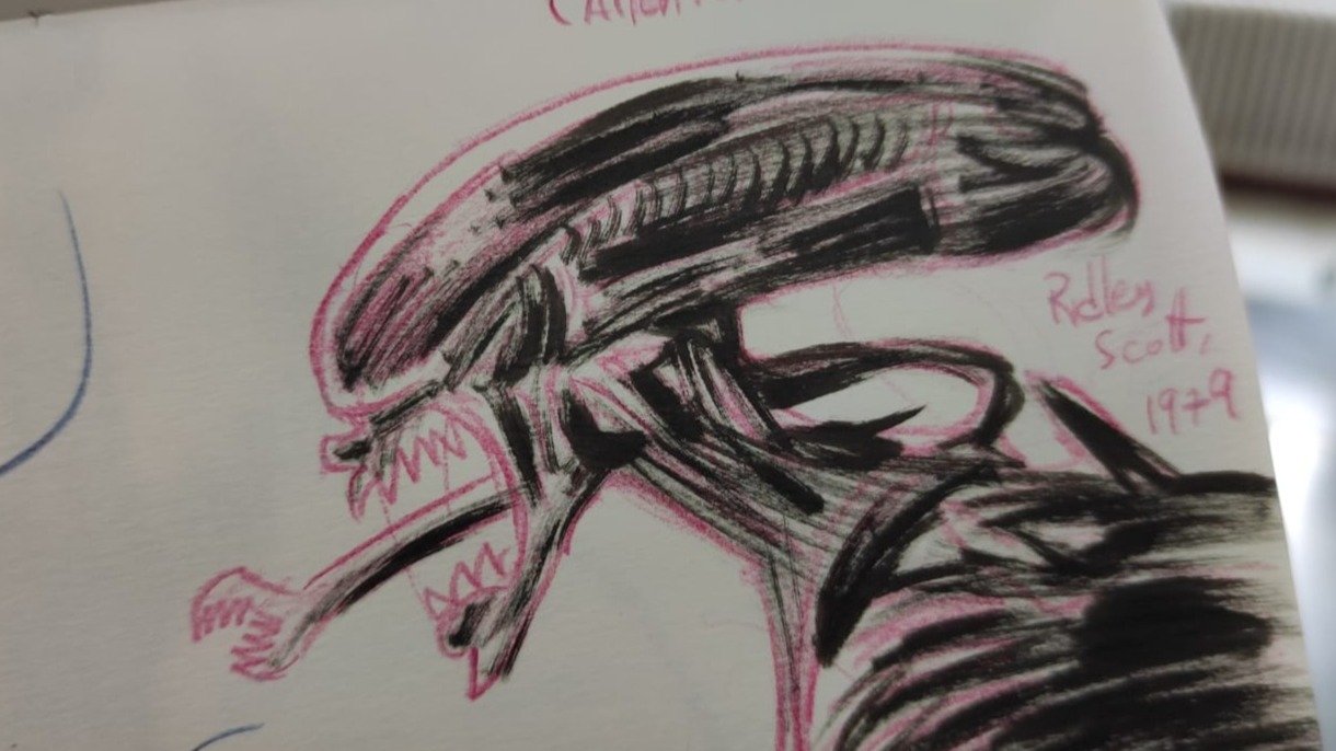 Un boceto del xenomorfo de &#34;Alien. El octavo pasajero&#34;. (Ilus. Guillermo Altarriba)