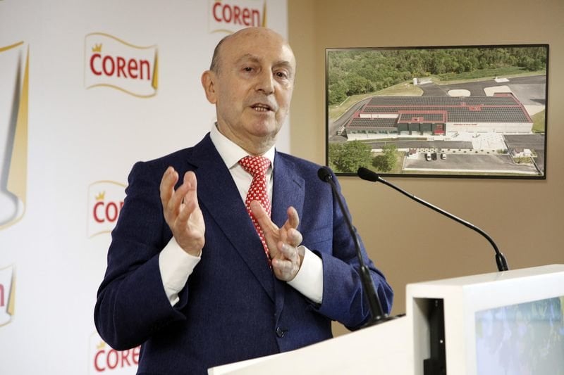Manuel Gómez-Franqueira, presidente de Coren, durante a presentación da planta de Sobreira.