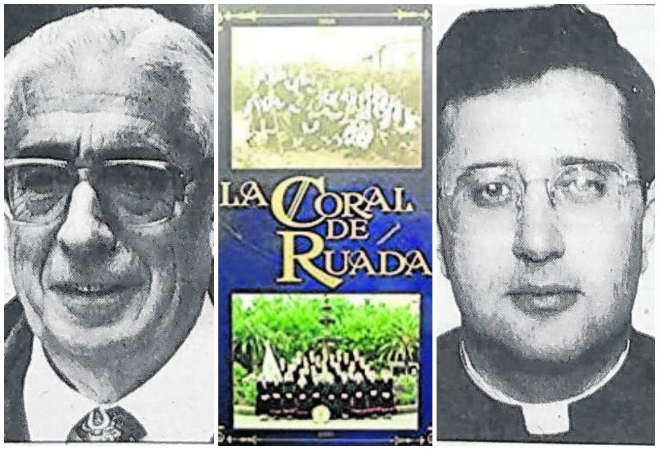 Servando Ellacuriaga y Miguel Ángel Gonzalez flanquean la portada de su libro.