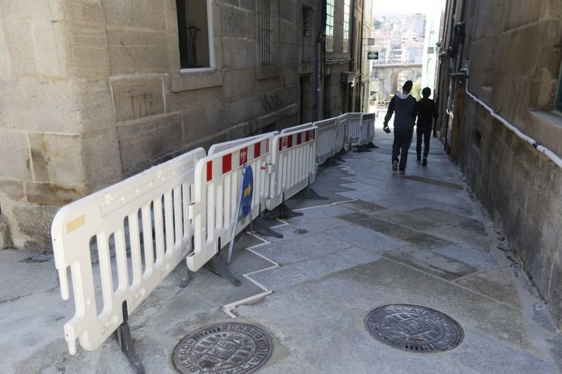 Ourense. 28/02/2021. Obras en la calle de Las Burgas de Ourense.
Foto: Xesús Fariñas