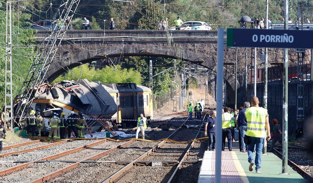 El accidente del tren Celta en la estación de O Porriño.
