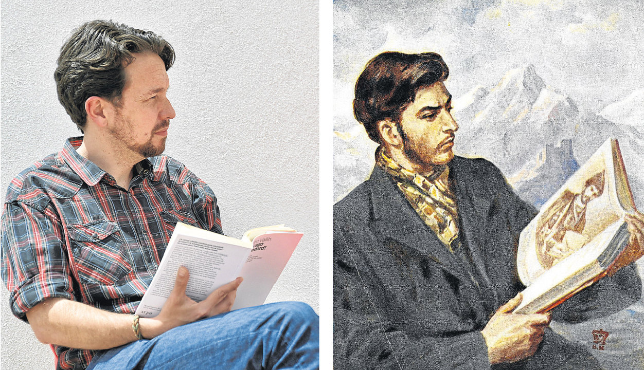 Pablo Iglesias, fotografiado por Dani Gago tras cortarse la coleta, emula a un joven Stalin en la pintura de Iraklij Toidze.