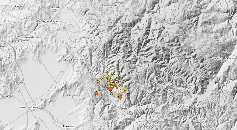 Los diferentes terremotos registrados en Laza, Vilar de Barrio y Sarreaus.