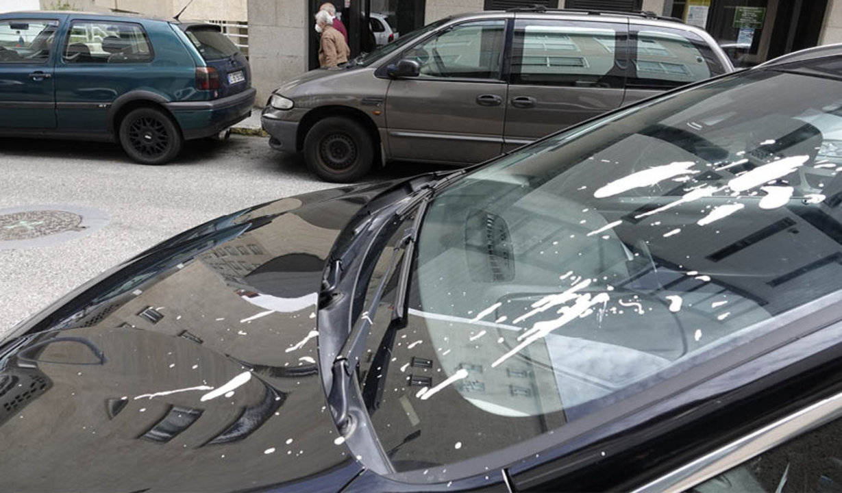 Imagen de uno de los coches afectados por salpicaduras.