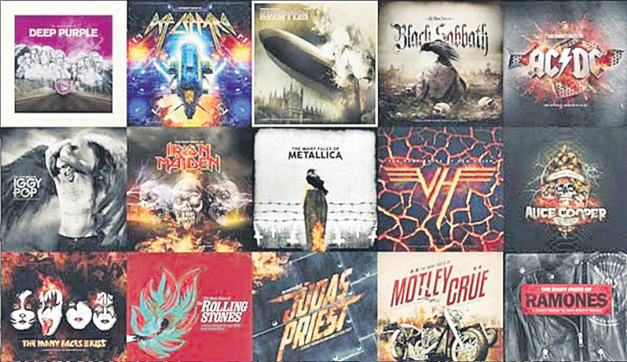 Varias portadas de los discos más característicos del rock.
