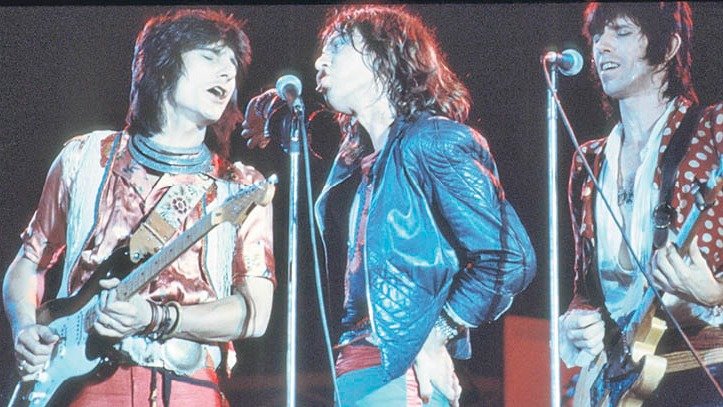 Los Rolling Stones durante su actuación en el concierto en Knebworth Park, en 1976.