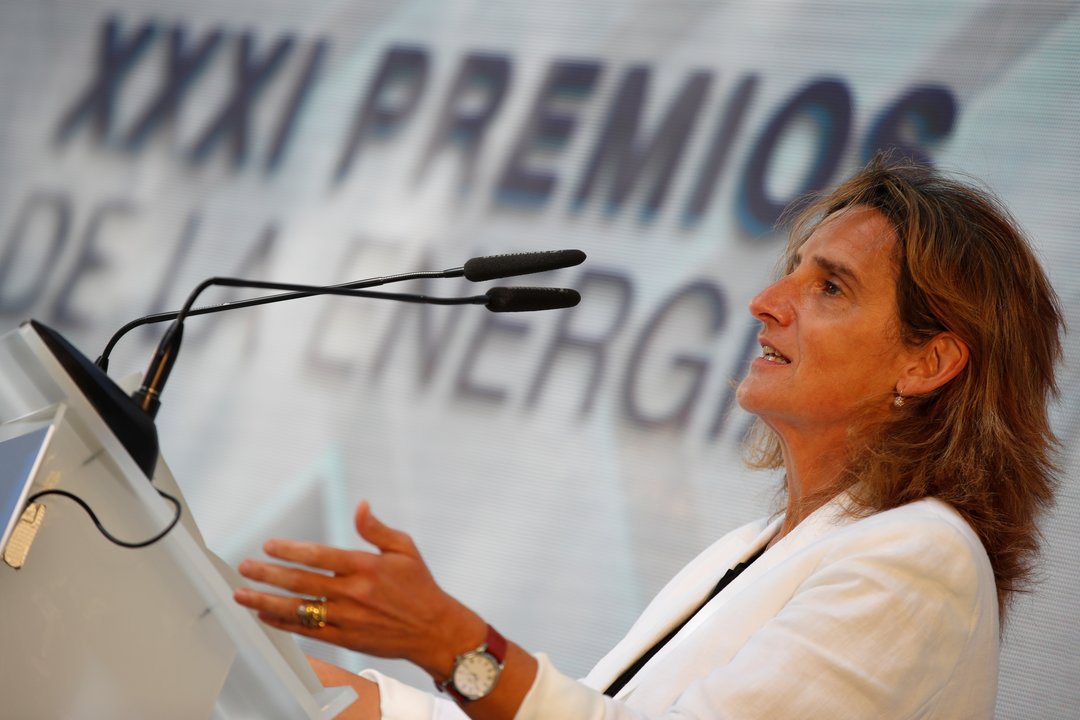  La ministra Teresa Ribera, durante la entrega de premios del Club Español de la Energía. 
