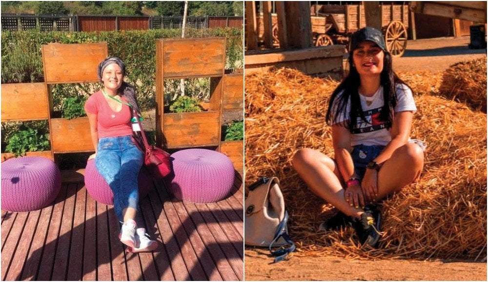 A la izquierda, Beatriz Anta durante su lucha contra el cáncer. A la derecha, en una imagen reciente de su recuperación.