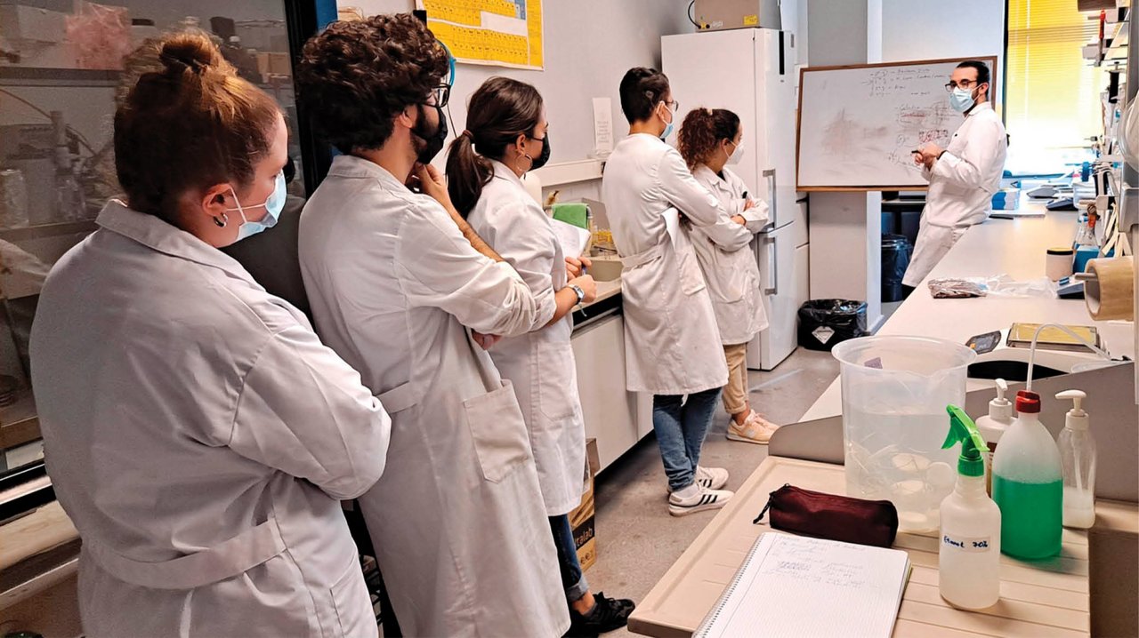 Estudiantes durante la formación en los laboratorios del Campus de Ourense.