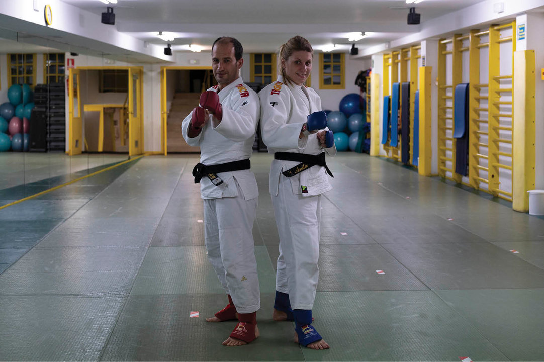 Felipe Iglesias, seleccionador gallego de jiu jitsu y la luchadora Anita Fernández Morais.