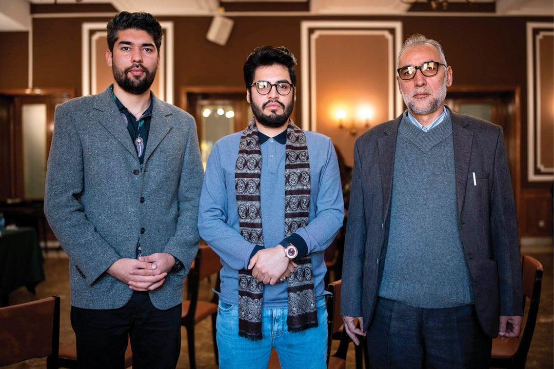 Sayed Hamza, Mohammad Ali Hoseini y Mohammad Nasir, ayer en el Liceo.