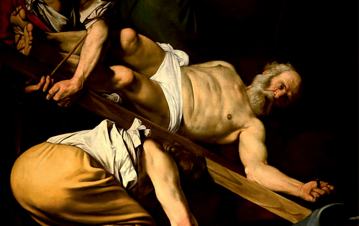 Fragmento do martirio de San Pedro, de Caravaggio.