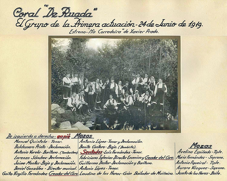 A  primeira actuación da Coral De Ruada, o 24 de xuño de 1919.