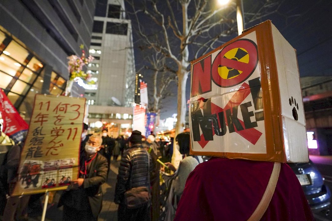Protesta del 11 de marzo contra la central nuclear de Fukushima donde se produjo el accidente dicho día, hace 11 años.
